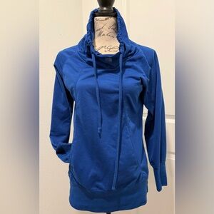 Vintage HYX Blue Women's Long Sleeve Cowl Neck Pullover w/Front Pockets